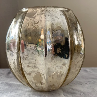 Pottery Barn Vidrio Mercurio Votivo Redondo Tono Plata Vacaciones Invierno Decoración Foto 1 de 4