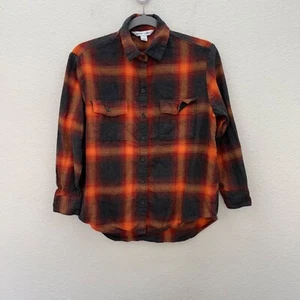 Old Navy Boyfriend Plaid Flannel Taylor Swift Evermore Button Up Shirt Womens XS - Picture 1 of 8