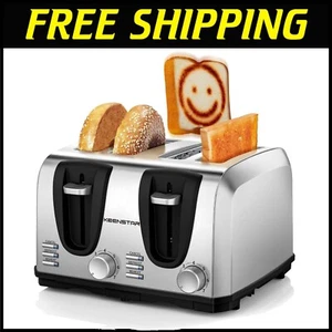 Versatile 4-Slice Toaster with 7 Shade Settings and Removable Crumb Tray - Picture 1 of 11