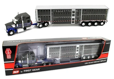 DCP 1:64 *GUN METAL BLUE* Kenworth W990 High Roof & WILSON LIVESTOCK TRAILER NIB - Image 1 of 4