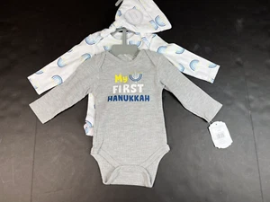 Kyle & Deena My First Hanukkah Bodysuit Set 2 Hat Menorah NWT Baby Boys Girls - Picture 1 of 4