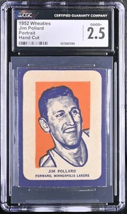 1952 Wheaties (F273-2) Jim Pollard Minneapolis Lakers (Portrait) - CGC 2.5 Sehr guter Zustand + - Bild 1 von 2