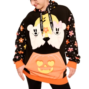Sudadera con Capucha Unisex Loungefly Mickey and Minnie Floral Ghost Glow - Pequeña - Nueva - Imagen 1 de 1