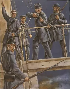 US Bürgerkrieg US MARINES AN BORD EINES SCHIFFES - 8" x 10" Druck - Bild 1 von 1