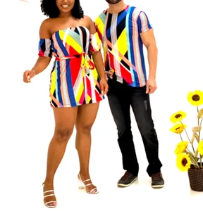 FAMILY MATCHING OUTFITS HAWAIIAN DRESS AND T-SHIRT ( ONE SIZE PLUS ) - Picture 1 of 2