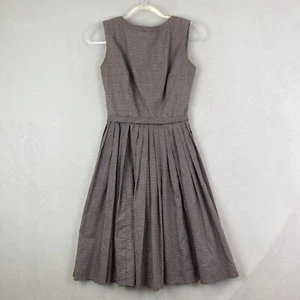 Lanz Dress Size 8 10 Brown Gingham Check Midi Length Trad Wife Summer - Picture 1 of 7