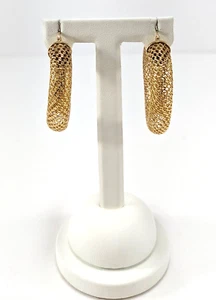 14K Gold Hoop Earrings 1-1/4" Diameter 5/16" Wide - Picture 1 of 4