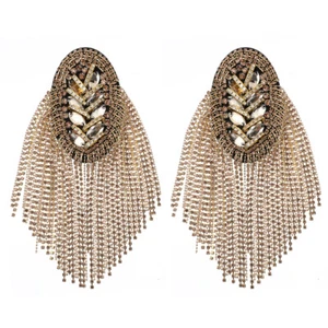 Shoulder Board Fringe Epaulet for Suit Rhinestone Shoulder Tassel Decorative - Picture 1 of 12
