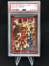 Michael Jordan 1987 Gigantes de la NBA #34 Sticker Card PSA
