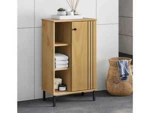 Badregal Badschränkchen Badezimmerschrank AYKO II Massivholz Kiefer eichefarbig - Bild 1 von 7