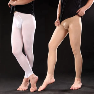 Mens See-through casual Long Johns Pants Sexy Tight Yoga leggings Mesh Underwear - Picture 1 of 15
