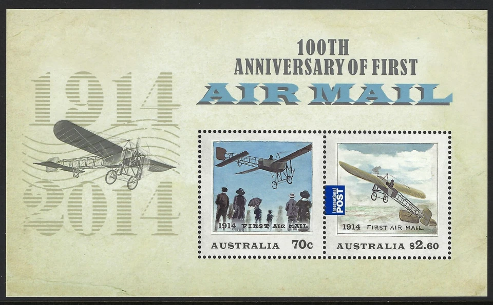 Australia SG#4192 2014 Primer Correo Aéreo Centenario Mini Hoja Como Nueva MUH MNH Foto 1 de 1