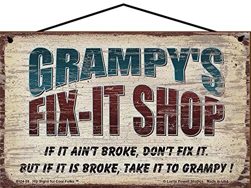 Grampy's Fix-It Shop Sign Grandfather Grandpa Father's Day Gift Vtg Style - Image 1 of 1