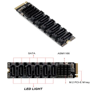 1pcs M.2 NVME PCI-E PCIE 3.0 X4 X8 X16 To 6 Port 3.0 SATA Adapter Card - Photo 1/7