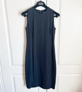 Vestido Celine Vintage Negro Seda Vaina Hasta la Rodilla Sin Mangas Talla 40 Grande - Imagen 1 de 5