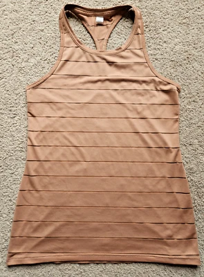 Camiseta sin mangas Athleta XS para mujer también con malla a rayas bronceado espalda deportiva entrenamiento correr yoga Foto 1 de 4