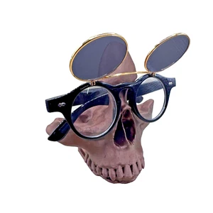 Music Festival Fashion Sunglasses Round Lenses Flip-Up Unisex - Shiny Black - Picture 1 of 6
