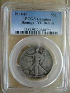 1921-D PCGS VG DETAILS BETTER DATE WALKING LIBERTY SILVER HALF DOLLAR-L1207 - Picture 1 of 7