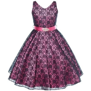 Blumenmädchenkleid FUCHSIA Größe 10 Party Geburtstag Brautjungfer Hochzeit Abschlussball - Bild 1 von 2