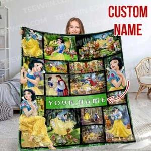 Personalized Snow White and the Seven Dwarfs Blanket, Disney Custom Name Blanket - Picture 1 of 3