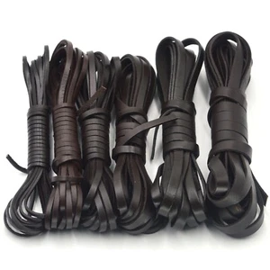 2 yards Genuine Leather Cord Flat Leather Rope for Leather Crafts 3/4/5/6/8/10mm - Picture 1 of 5