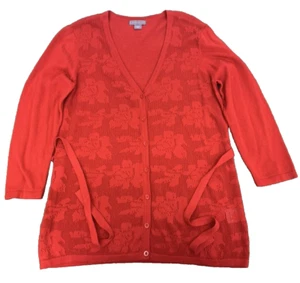 Beautiful Laura Scott Button Up Cotton Knitted Red Color Cardigan, Size M/M - Picture 1 of 9