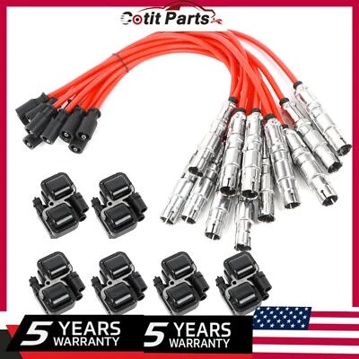 6x Ignition Coils + 12x Spark Plug Wires For Mercedes-Benz G55 AMG 03-2011 5.5L - Image 1 of 4