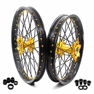 KKE 21/19 MX Rims Fit SUZUKI RM125 1996-2007 RM250 96-2008 CNC Hub Spoked Wheels - Picture 1 of 11