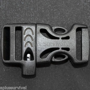 Fibbia fischietto nera 3/4" sgancio rapido per bracciali sopravvivenza Paracord - Foto 1 di 1