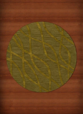 Green Transitional Hand Hooked Swirls Lines Stripes Area Rug Abstract DV10 - Image 1 of 2