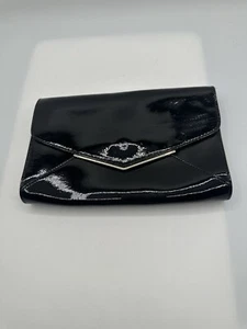 Furla Black Patent Leather Made In Italy Clutch Purse Bag - Picture 1 of 8