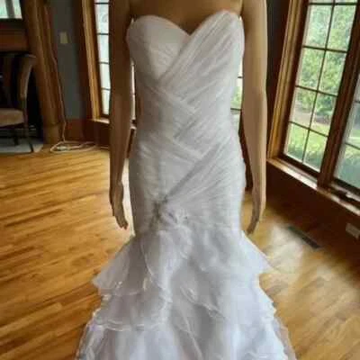 *Venus White Organza Ruffles Strapless Flare Bridal Gown Wedding Dress Size 6 - Image 1 of 4