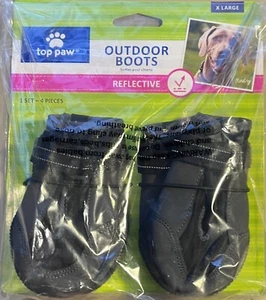 Top Paw Black Reflective Protective Dog Outdoor Rain/Snow Boots NEW! Size XL 4" - Picture 1 of 3