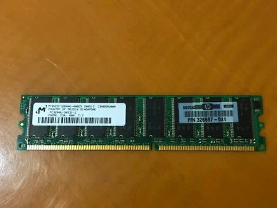 Micron MT8VDDT3264AG-40BG5 256MB PC3200 400MHz DDR CL3 P/N 326667-041 Memory RAM - Image 1 of 4