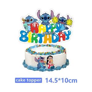 Party Decoration Supplies Set Blue Stitch Theme Tableware Tools Kids Birthday De