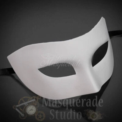 Mens Eye Mask Phantom of the Opera Venetian Minimalist Masquerade Mask [White] - Image 1 of 4