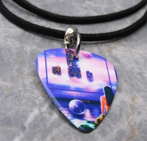 Styx Brave New World Guitar Pick Necklace on Black Suede Cord - Picture 1 of 3