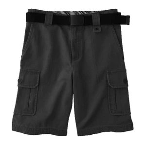 SHAUN WHITE CARGO SHORTS QUARTZ GRAY BOY'S 28" SIZE 12 WITH BLACK WEB BELT, NEW! - Picture 1 of 5