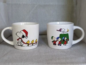 PEANUTS Snoopy Woodstock Christmas Set Of 2 Mugs 16oz NWOT by Modern Gourmet - Bild 1 von 4