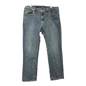 Lee Men's Size 40x32 Blue Regular Fit Straight Medium Wash Stretch Denim Jeans - Picture 1 of 7