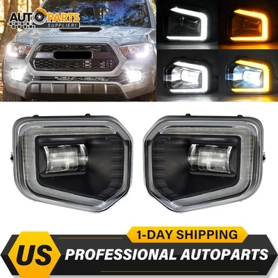 适用于丰田塔科马 SR5 2016-2022 2023 LED 雾灯前保险杠灯+DRL — 第 1/4 张图片