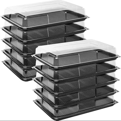 10xReusable Black Catering Trays with Lids-Large Boxes for Events,Party Platters - Image 1 of 4