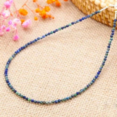 Азурит малахит 2 мм кристалл драгоценных камней бисер минималистский изящный ошейник ожерелье - Изображение 1 из 4