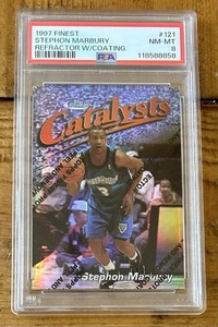 Stephon Marbury 1997 Finest PSA 8 NM-MT #121 Refractor W/ Coating /1090 NBA - Picture 1 of 2