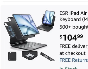 ESR iPad Air 11 Inch Magnetic Keyboard Case M3,2025/M2,2024 Multi-Touch - Picture 1 of 10