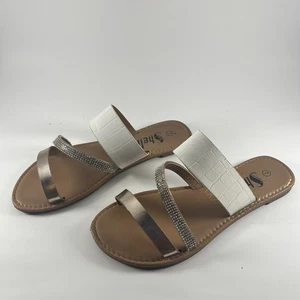 Sandali slide con cinturino e strass in shein bianco metallizzato taglia 7 - Foto 1 di 8