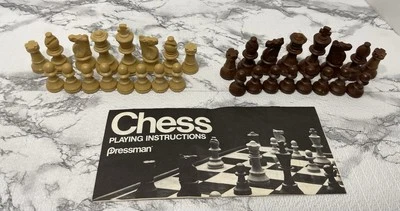 Vintage 1983 Pressman Chess Game Plastic Brown and White Pieces Only Never Used - Image 1 of 3