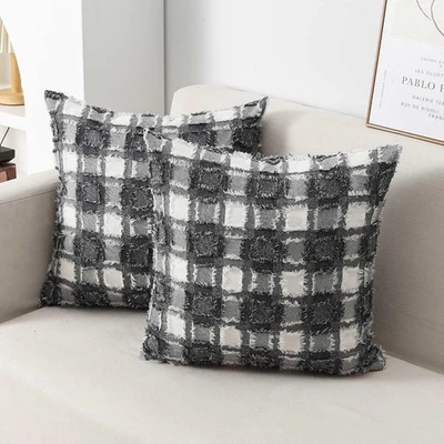 Pack of 2 Classic Plaid Decorative Throw Pillow Covers 18x18 Inch Farmhouse P... - Image 1 of 4