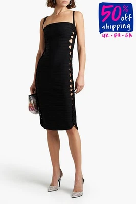 PVP €630 DION LEE Vestido con Correa Trenzada Espejo AU6 US2 IT38 XS Tejido Lados Recortados Foto 1 de 4