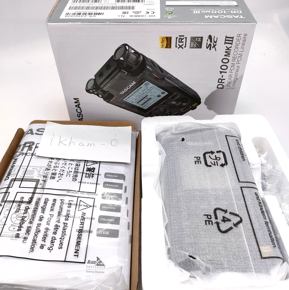 [1 BUSINESS DAY SHIPS] TASCAM DR-100MK3 Stereo Linear PCM Recorder 24bit 192kHz - Image 1 of 4
